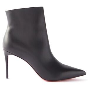 Christian Louboutin So Kate 85 Red Sole Stiletto Leather Boot Bootie Black 35.5